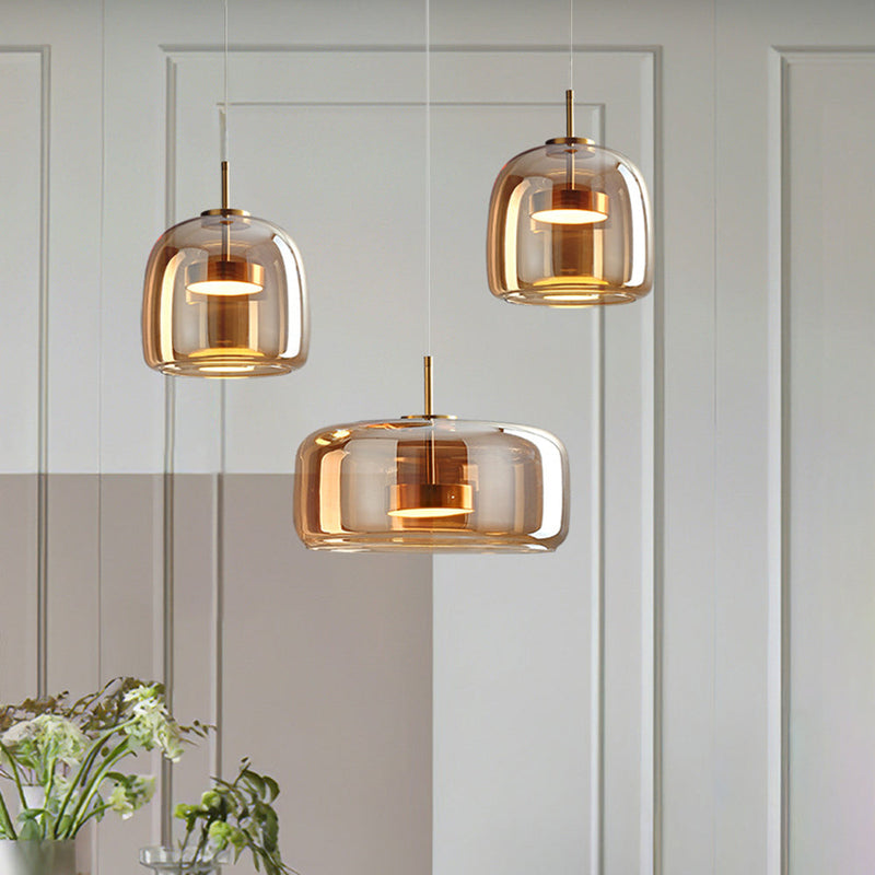 Amber Glow Pendant Light | Vintage Glass Design with Elegant Suspension