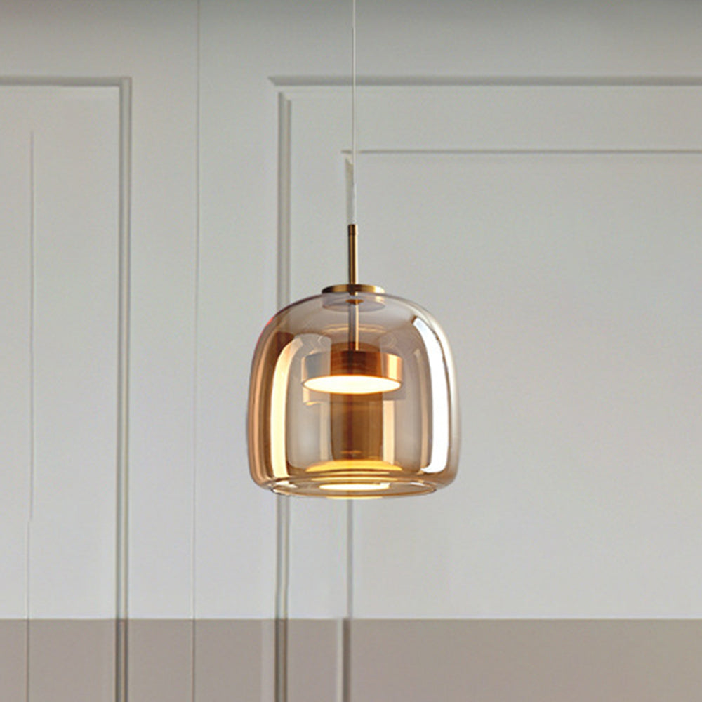 Amber Glow Pendant Light | Vintage Glass Design with Elegant Suspension
