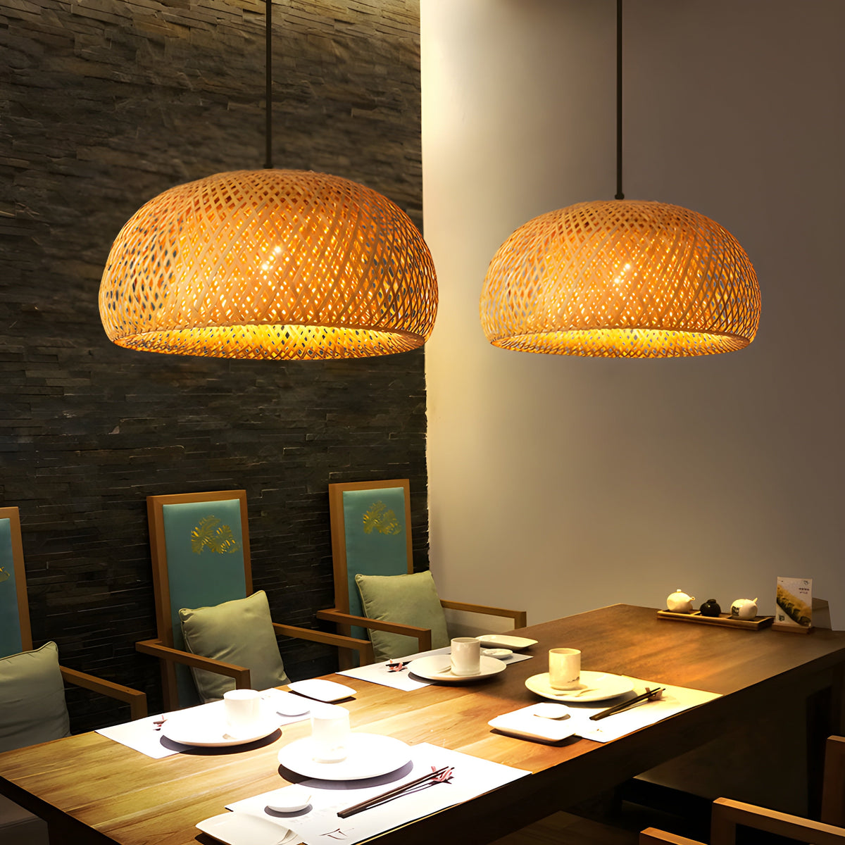 Bamboo Elegance Pendant Light | Handwoven Natural Design with E27 Fitting