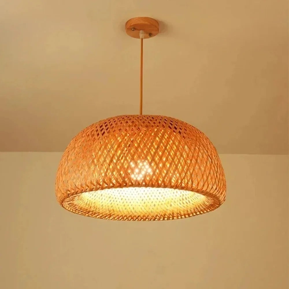 Bamboo Elegance Pendant Light | Handwoven Natural Design with E27 Fitting
