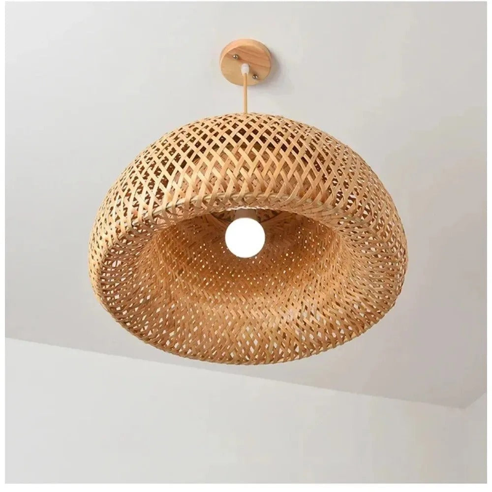 Bamboo Elegance Pendant Light | Handwoven Natural Design with E27 Fitting