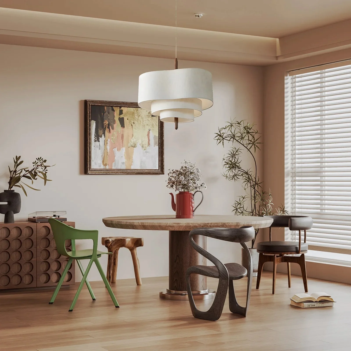 Fabrico Modern Chandelier | Japandi Design, Adjustable Cord, Fabric and Metal 1