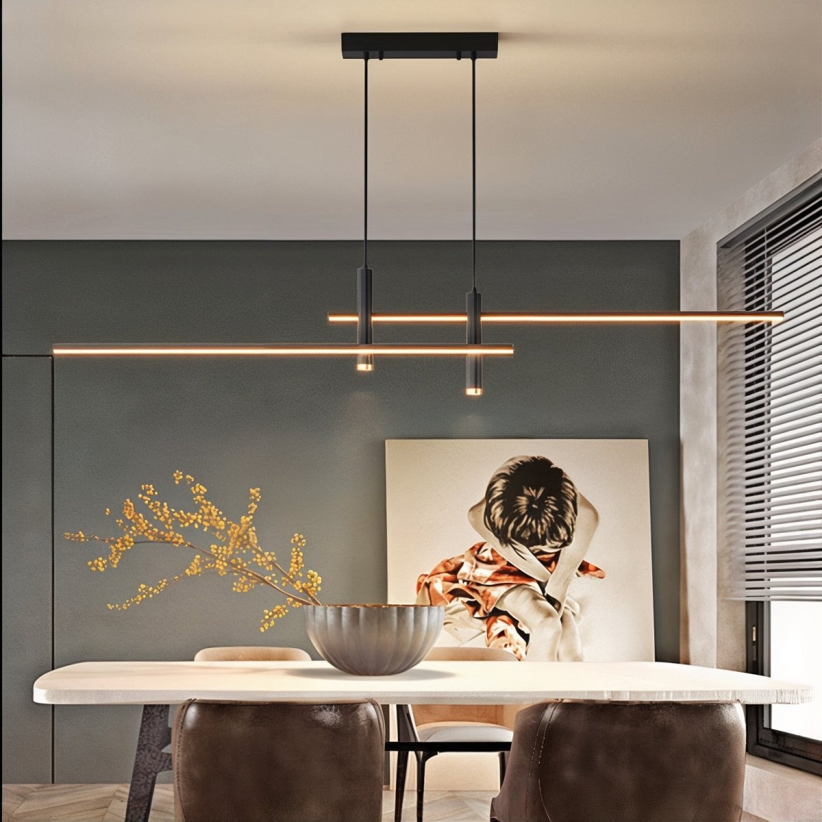 Milo Black Pendant Light | Adjustable Height, Dimmable Kitchen Island Lighting 0