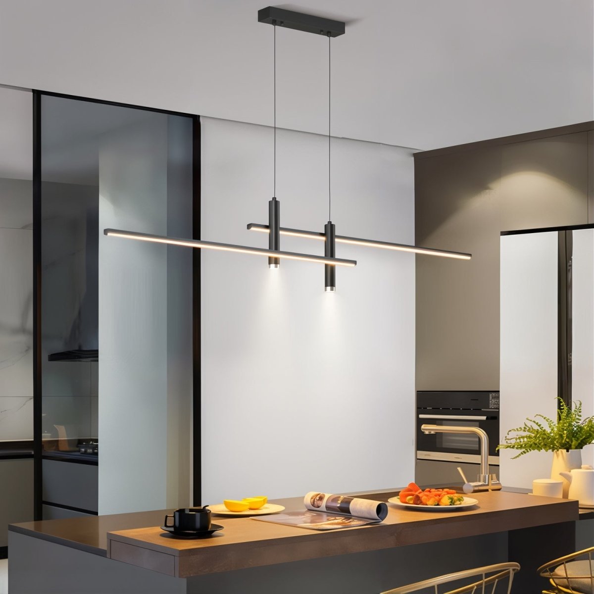 Milo Black Pendant Light | Adjustable Height, Dimmable Kitchen Island Lighting 5