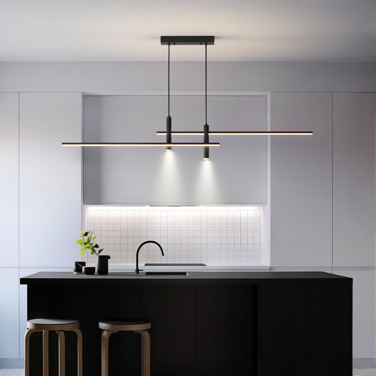 Milo Black Pendant Light | Adjustable Height, Dimmable Kitchen Island Lighting 6