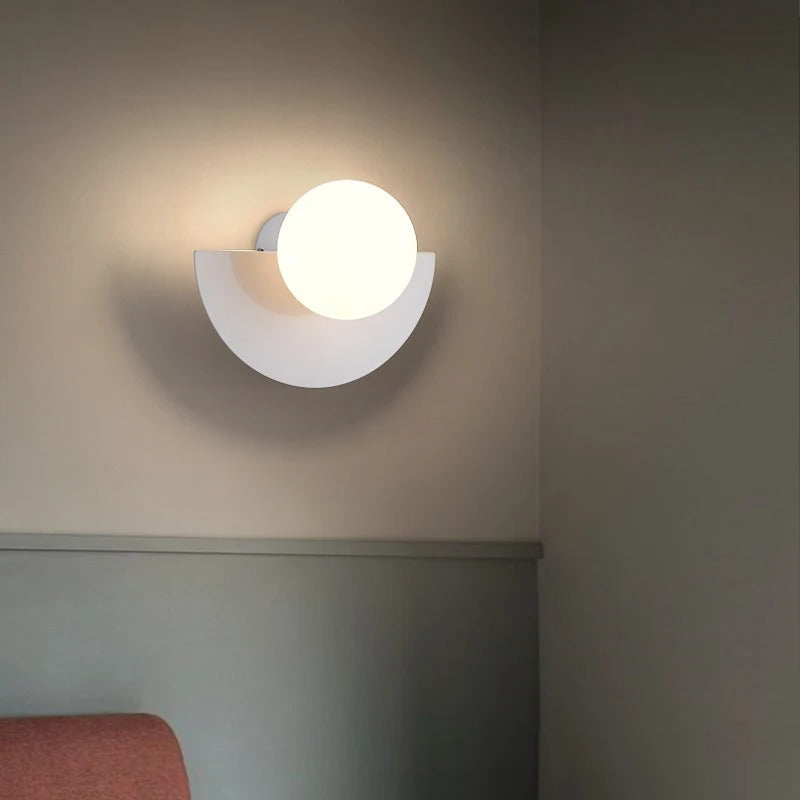 Mira Wall Sconce Lighting | Nordic Semicircle Design, Frosted Glass Shade 0
