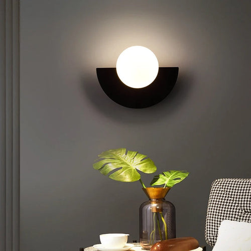 Mira Wall Sconce Lighting | Nordic Semicircle Design, Frosted Glass Shade 7