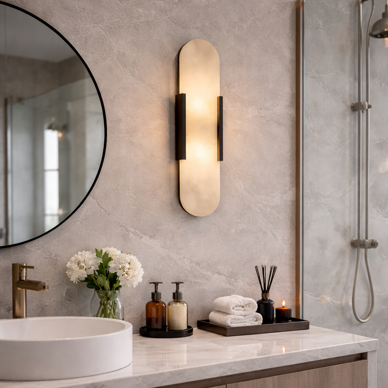 Mira Wall Sconce | Elegant Metal and Marble Design, Adjustable Dimming 1