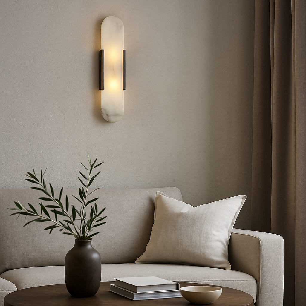 Mira Wall Sconce | Elegant Metal and Marble Design, Adjustable Dimming 7