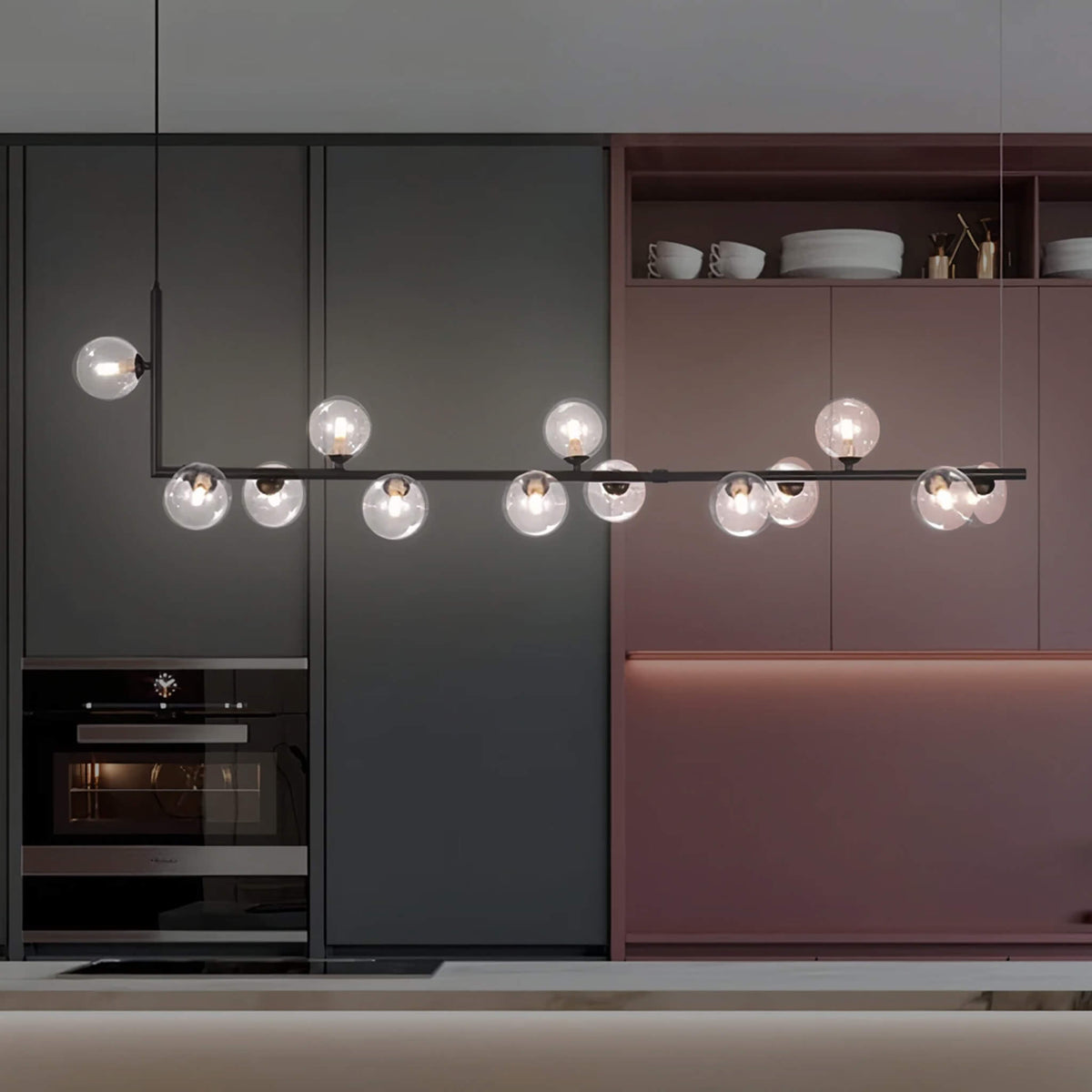 Noble Bubble Pendant Light | Modern Black Glass for Kitchen Island Lighting