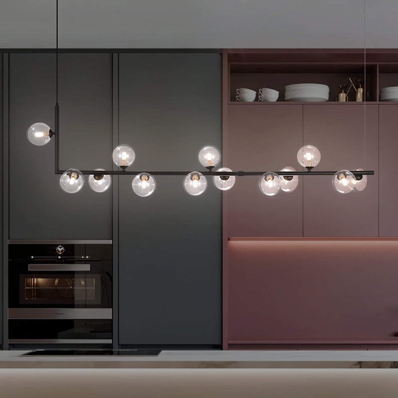 Noble Bubble Pendant Light | Modern Black Glass for Kitchen Island Lighting