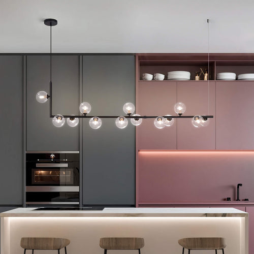 Noble Bubble Pendant Light | Modern Black Glass for Kitchen Island Lighting