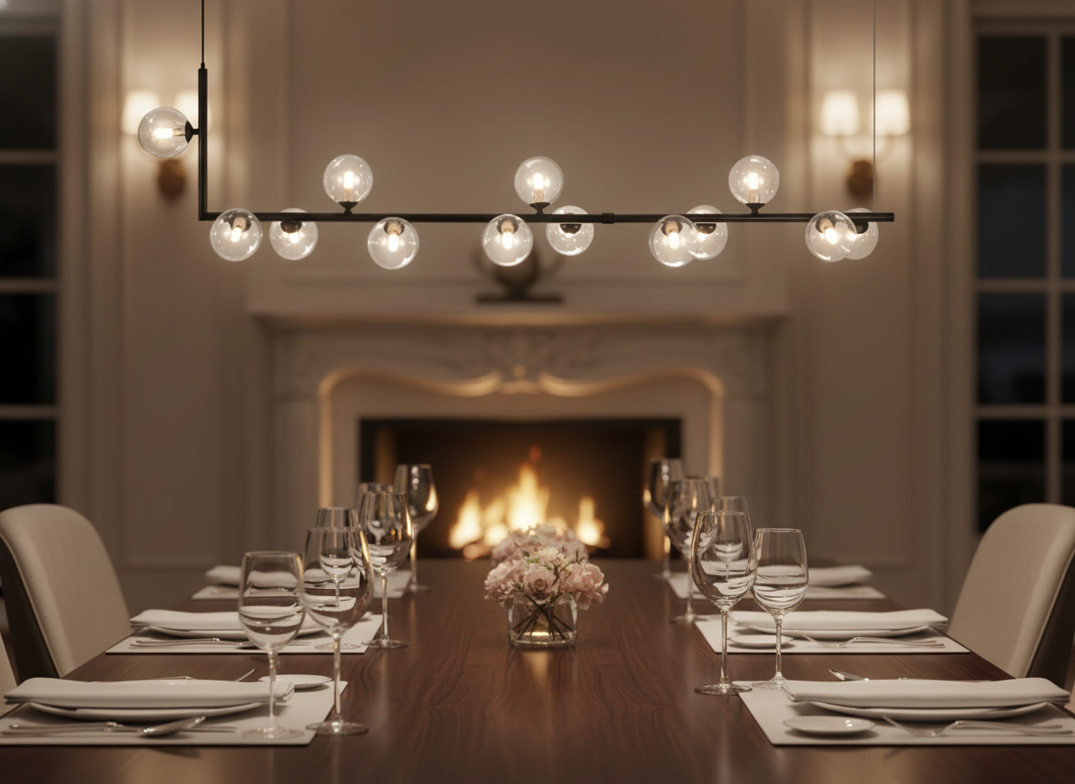 Noble Bubble Pendant Light | Modern Black Glass for Kitchen Island Lighting