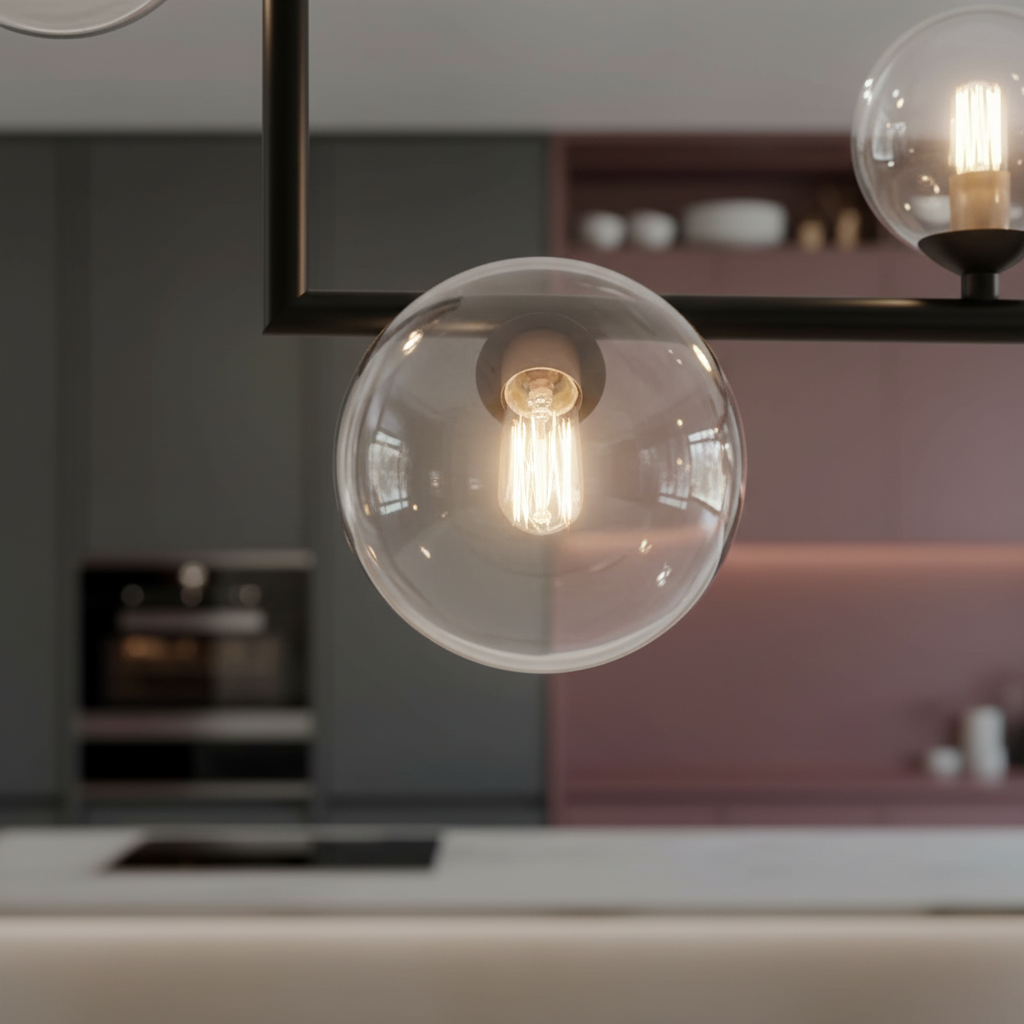 Noble Bubble Pendant Light | Modern Black Glass for Kitchen Island Lighting