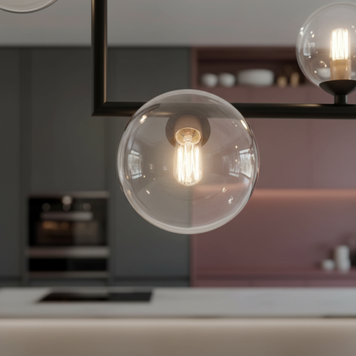 Noble Bubble Pendant Light | Modern Black Glass for Kitchen Island Lighting